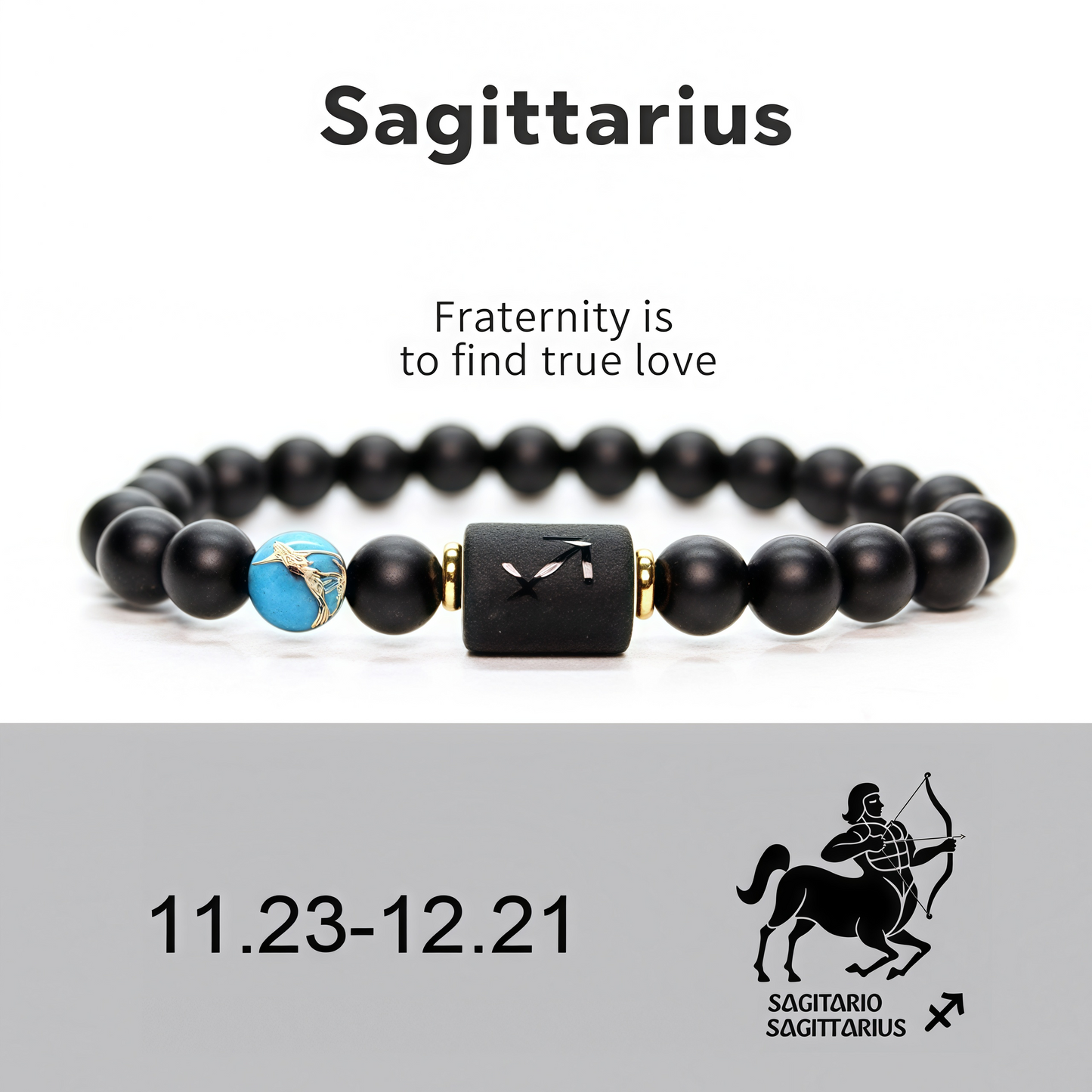 Spiritual Protection 12 Zodiac Signs Black Onyx Guardian Stone Adjustable Stretch Bracelet