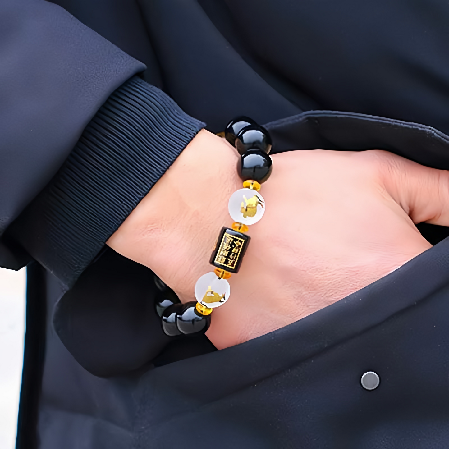 Chinese Zodiac Feng Shui Obsidian Five-Element Wealth Porsperity Bracelet