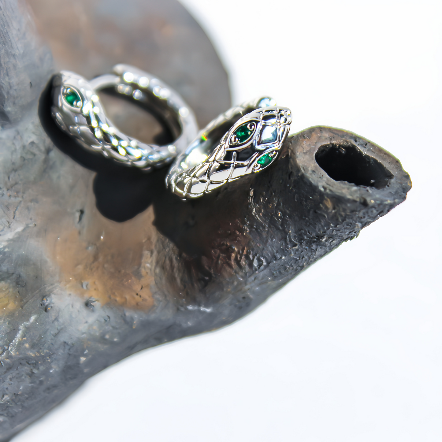 Zodiac Green Zircon Snake Eye Earrings - Adjustable Snake Earrings, Unique Statement Jewelry