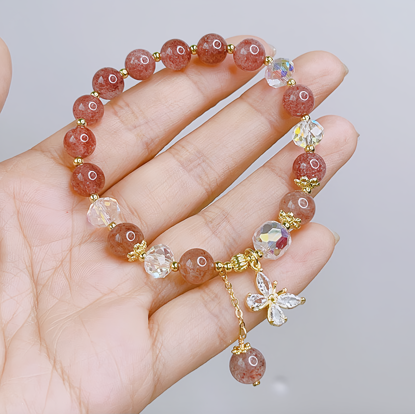 Natural Amethyst Crystal Spiritual Butterfly Charm Bracelet