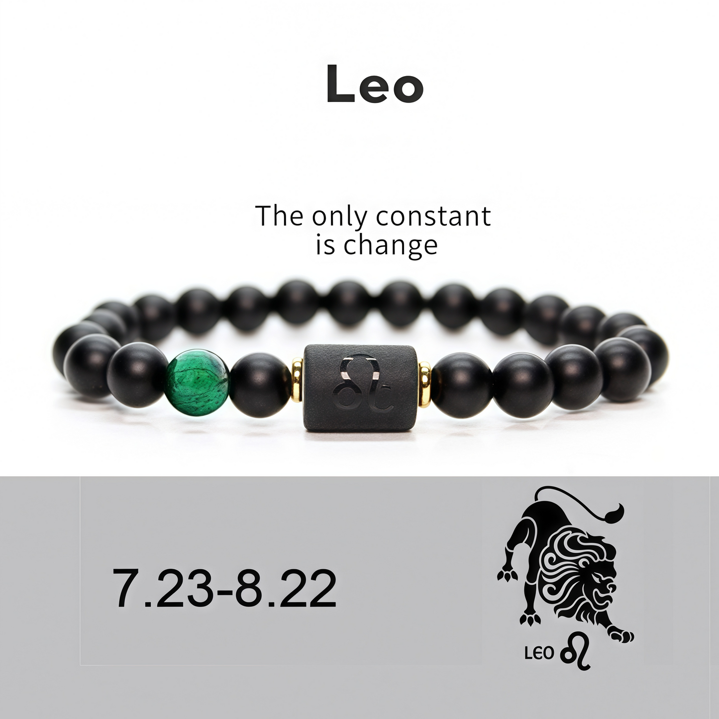 Spiritual Protection 12 Zodiac Signs Black Onyx Guardian Stone Adjustable Stretch Bracelet