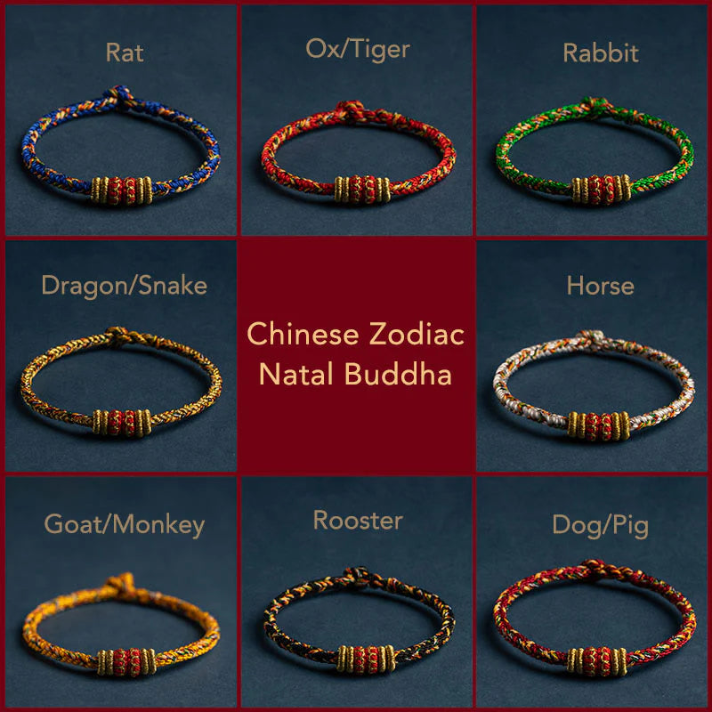 Handmade Chinese Zodiac Natal Buddha Luck Strength Braided String Bracelet - 2025's Top Trend