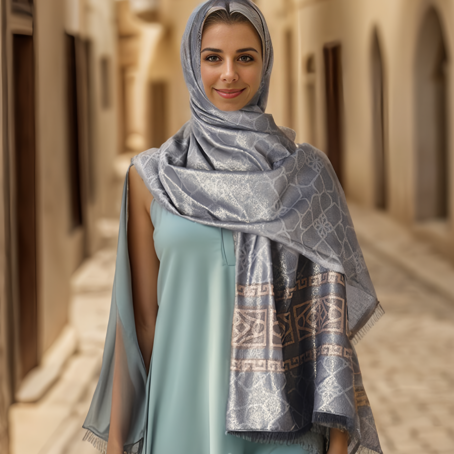 Boho Plaid Scarf - Lightweight UV Protection Silk Shawl for Women, Ethnic Head Cover