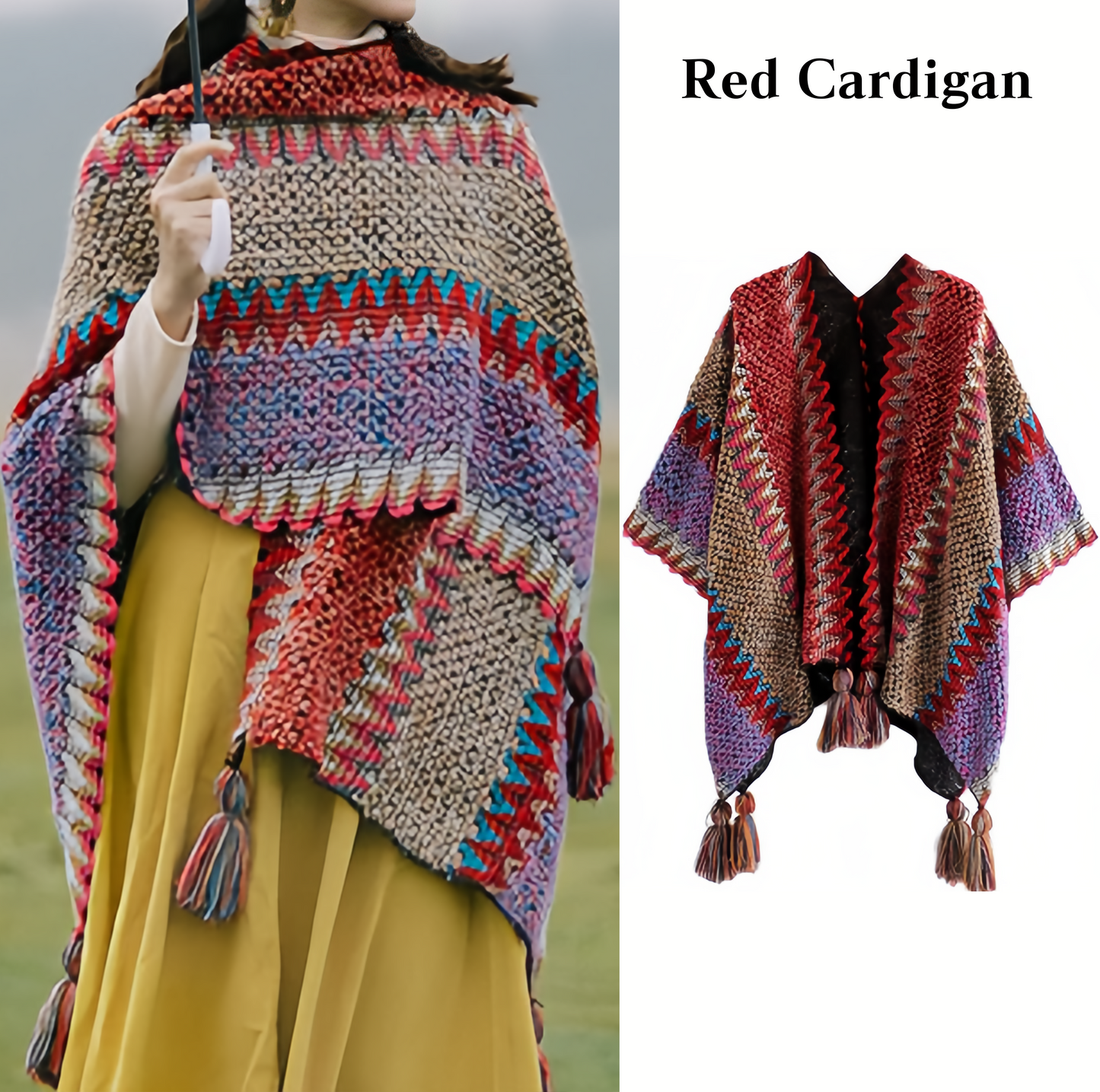 Tibetan Shawl Knitting Warm Cloak Tibetan Tassel Scarf