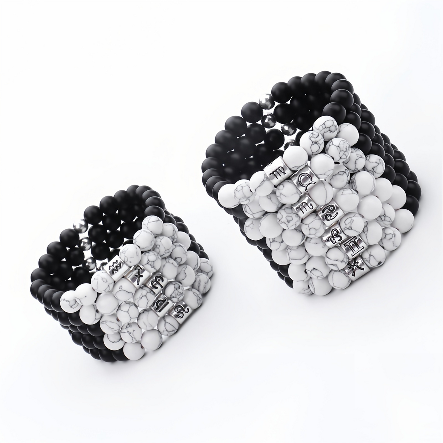 12 Zodiac Signs Natural Matte Stone White Turquoise Beaded Wealth Attraction Bracelet