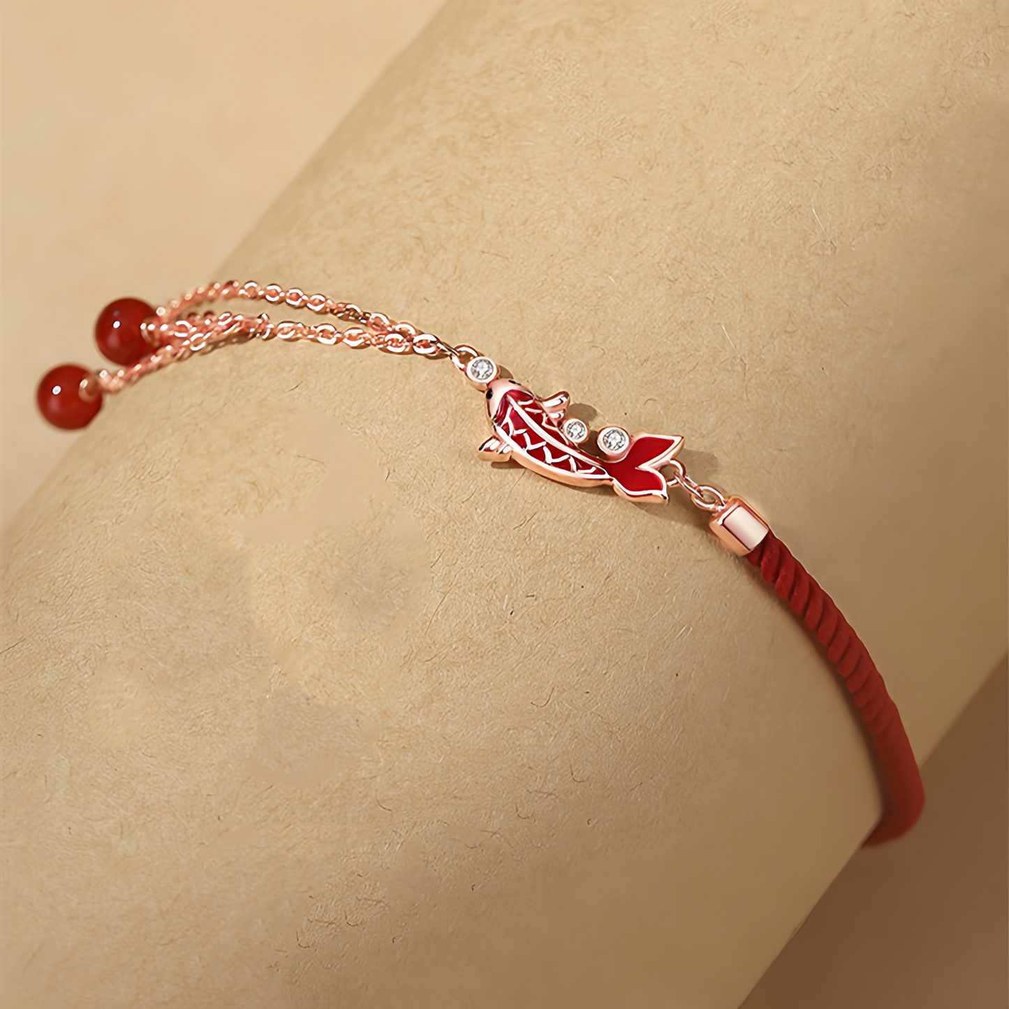 Koi Fish Ankle Bracelet for Zodiac Year – Red Cord Fortune Charm with S925 Silver Accents | Gifts for academic and career success