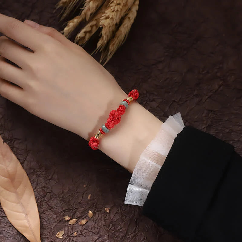 2025 Red String Jade Luck Fortune Knot Braided Couple Bracelet