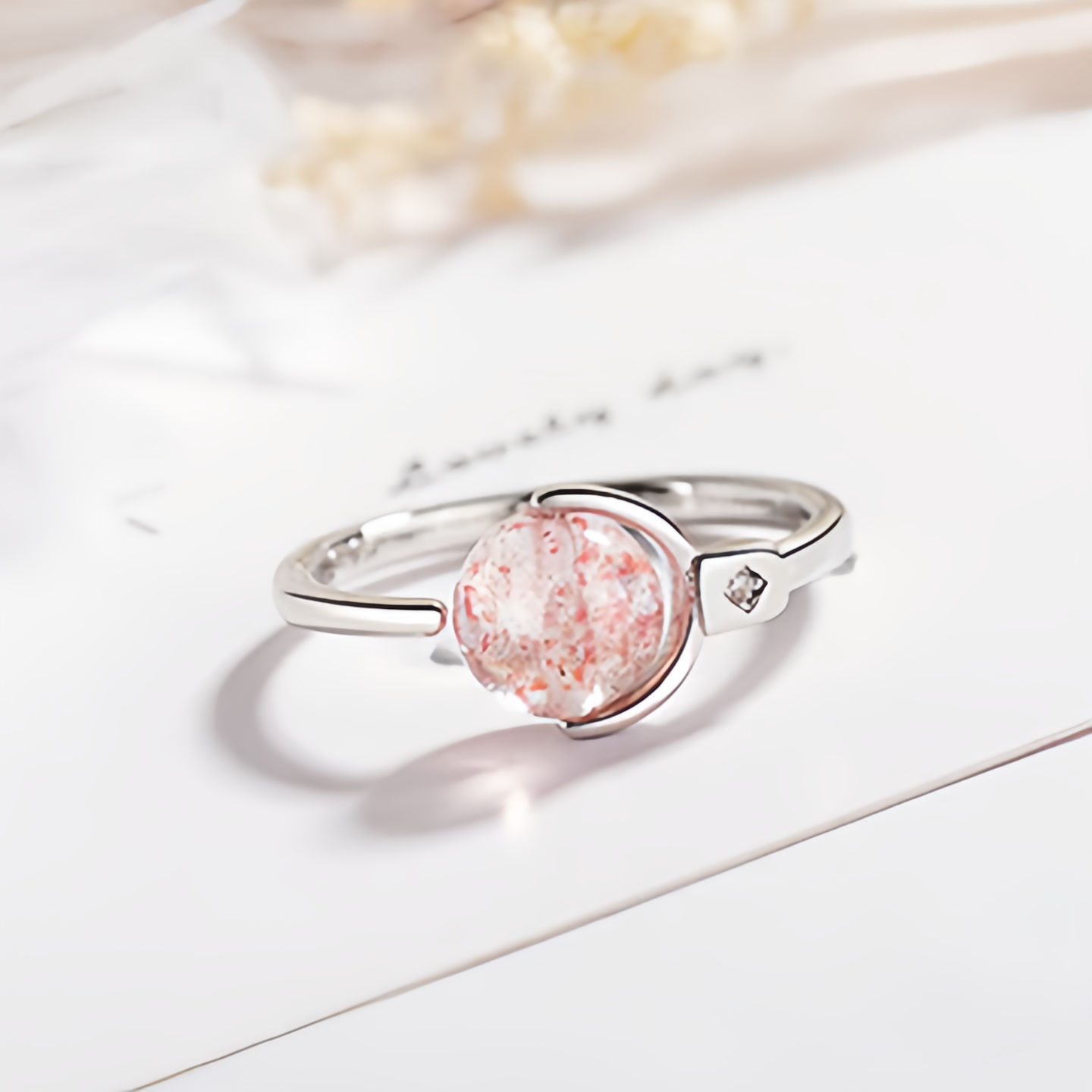 Pink Crystal Soothing Rotation Ring