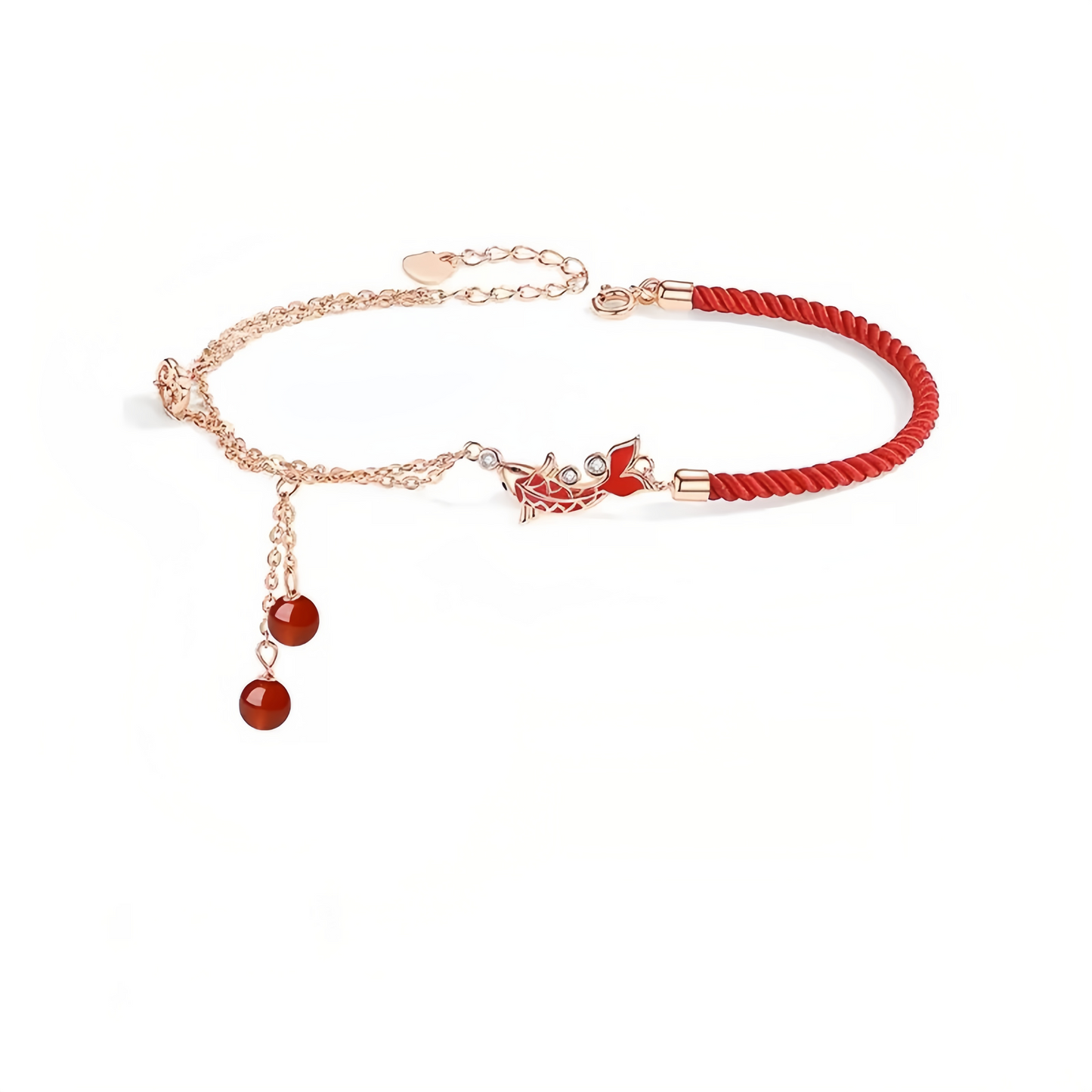 Koi Fish Ankle Bracelet for Zodiac Year – Red Cord Fortune Charm with S925 Silver Accents | Gifts for academic and career success