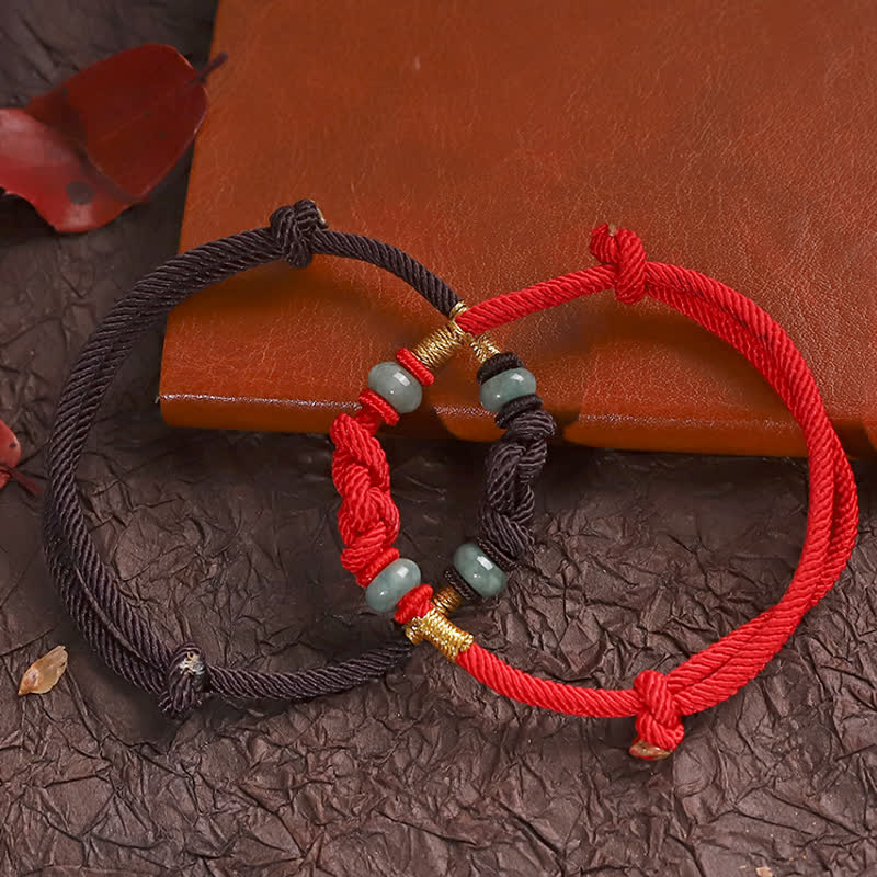 2025 Red String Jade Luck Fortune Knot Braided Couple Bracelet