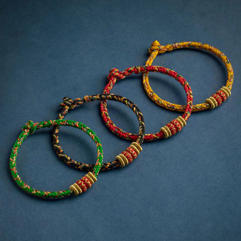Handmade Chinese Zodiac Natal Buddha Luck Strength Braided String Bracelet - 2025's Top Trend