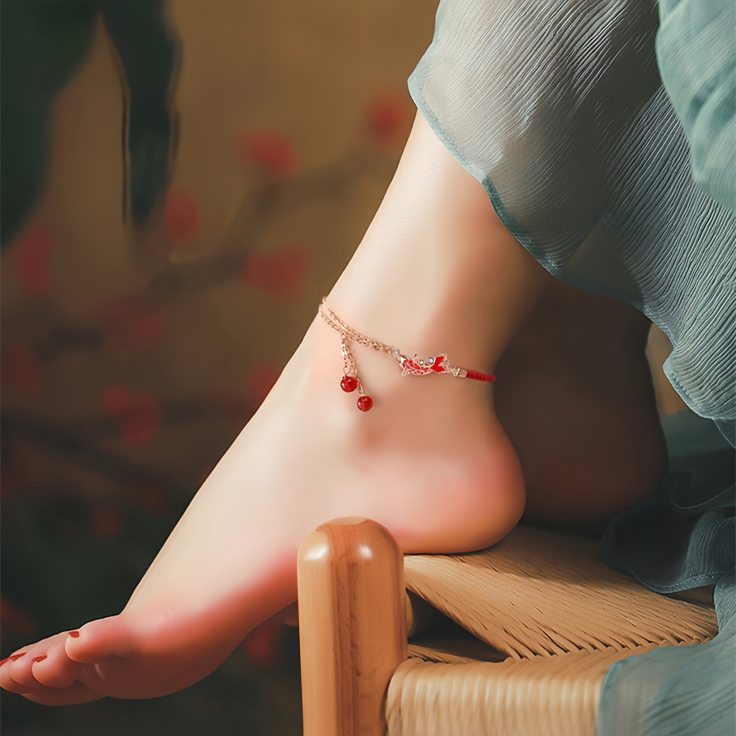 Koi Fish Ankle Bracelet for Zodiac Year – Red Cord Fortune Charm with S925 Silver Accents | Gifts for academic and career success