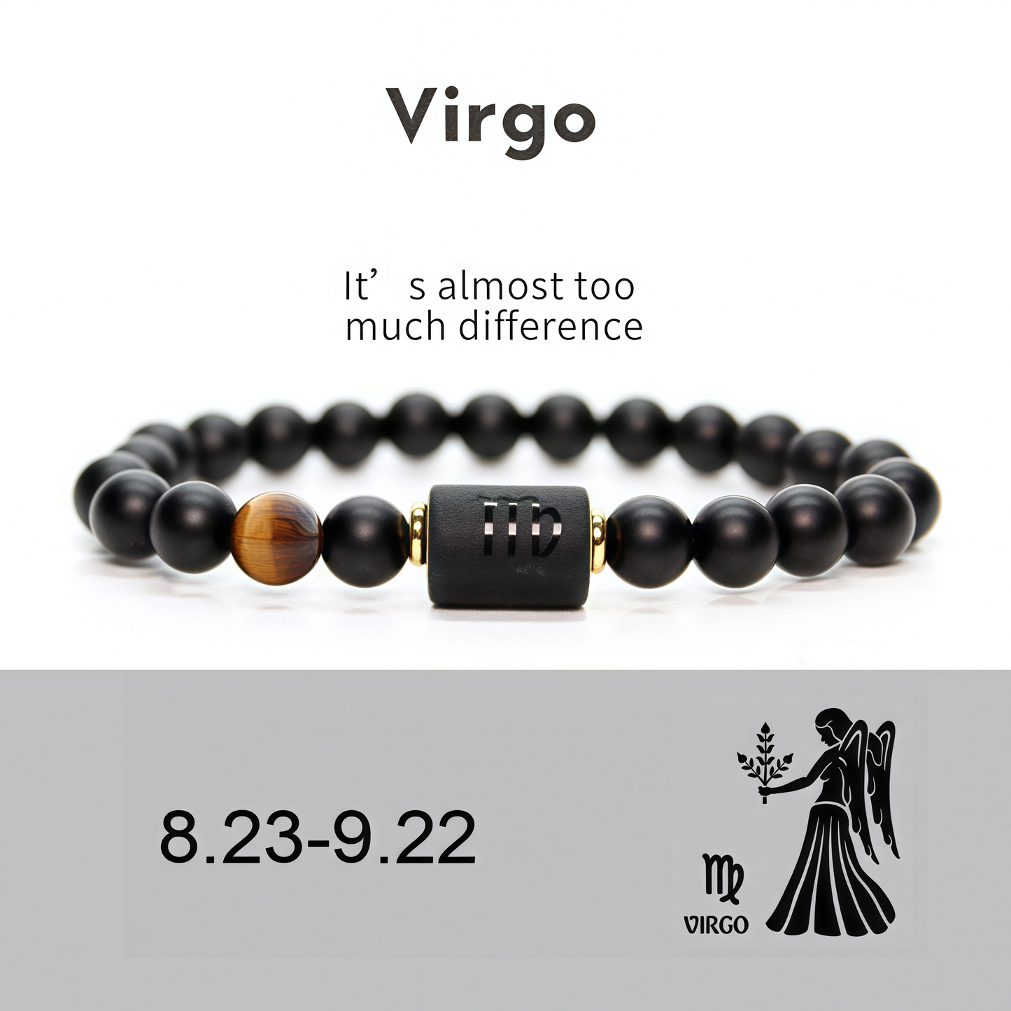 Spiritual Protection 12 Zodiac Signs Black Onyx Guardian Stone Adjustable Stretch Bracelet
