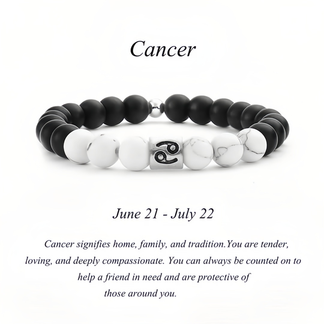 12 Zodiac Signs Natural Matte Stone White Turquoise Beaded Wealth Attraction Bracelet