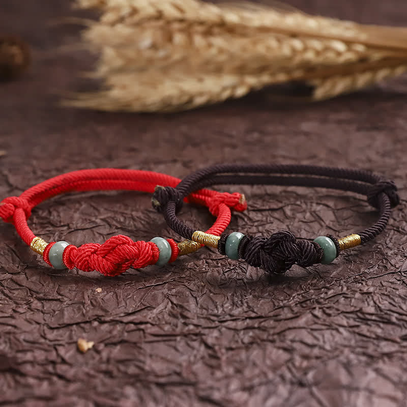 2025 Red String Jade Luck Fortune Knot Braided Couple Bracelet