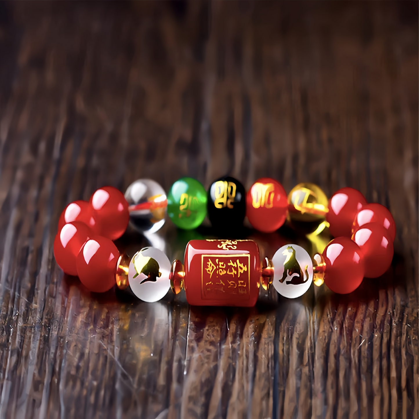 Chinese Zodiac Feng Shui Obsidian Five-Element Wealth Porsperity Bracelet