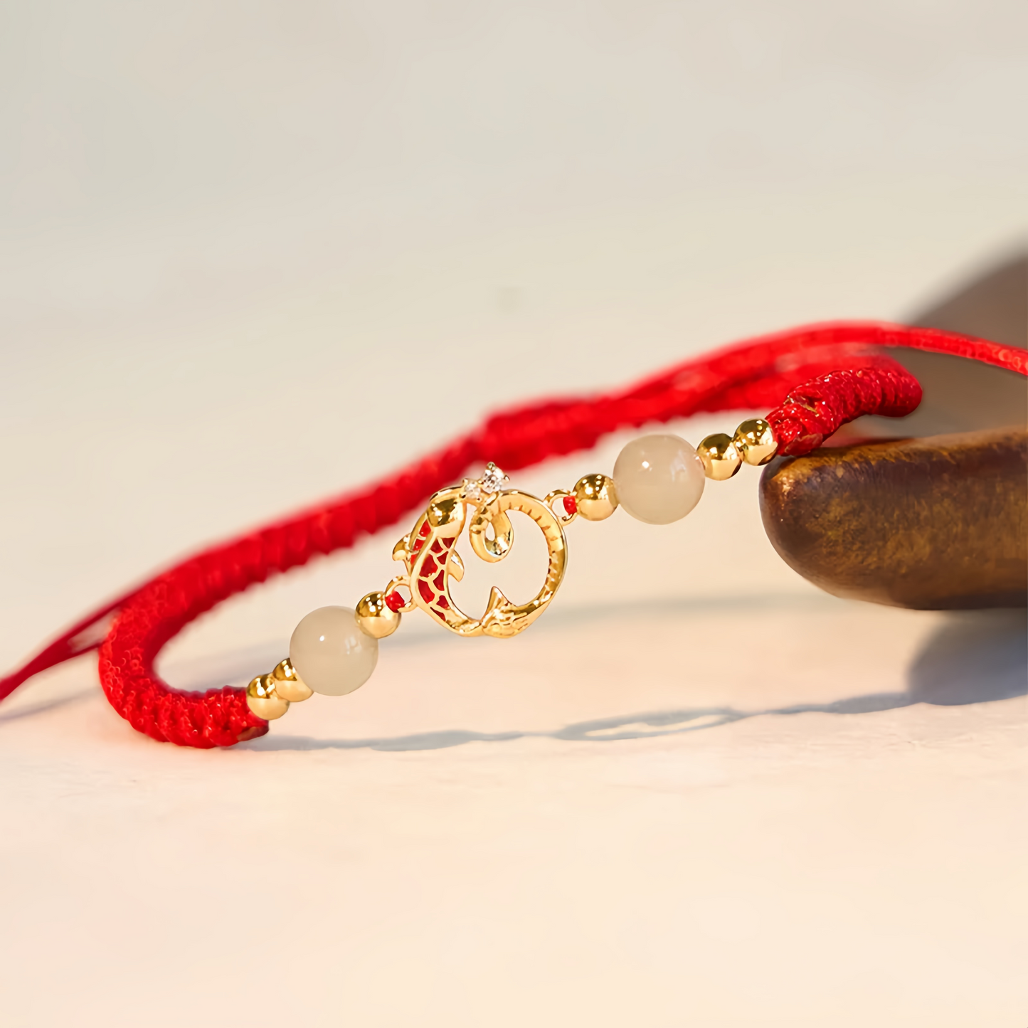 925 Sterling Silver Hetian Jade Cinnabar Koi Fish Year Of The Snake Protection Braided Bracelet