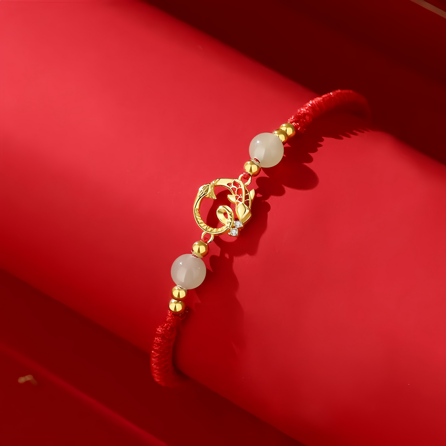 925 Sterling Silver Hetian Jade Cinnabar Koi Fish Year Of The Snake Protection Braided Bracelet