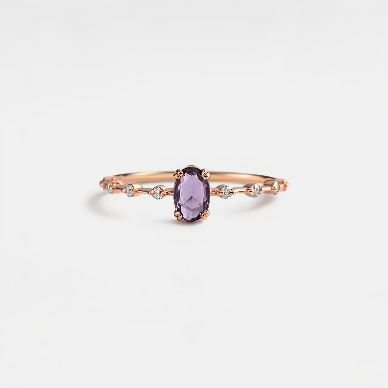 925 Sterling Silver Natural Amethyst Oval Ring | Fashion-Forward Stacking Jewelry for Friends
