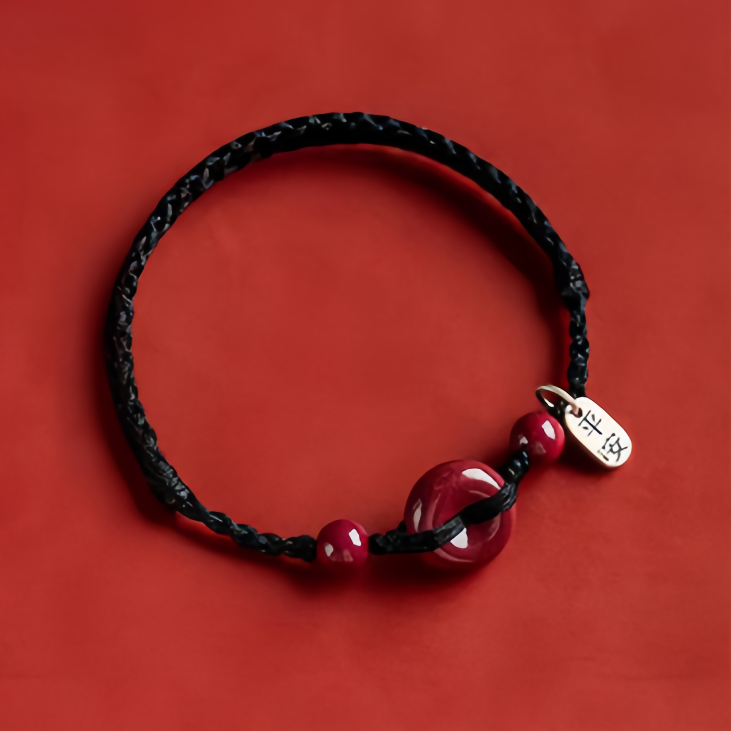 925 Sterling Silver Lucky Golden Bead Braided String Bracelet Anklet
