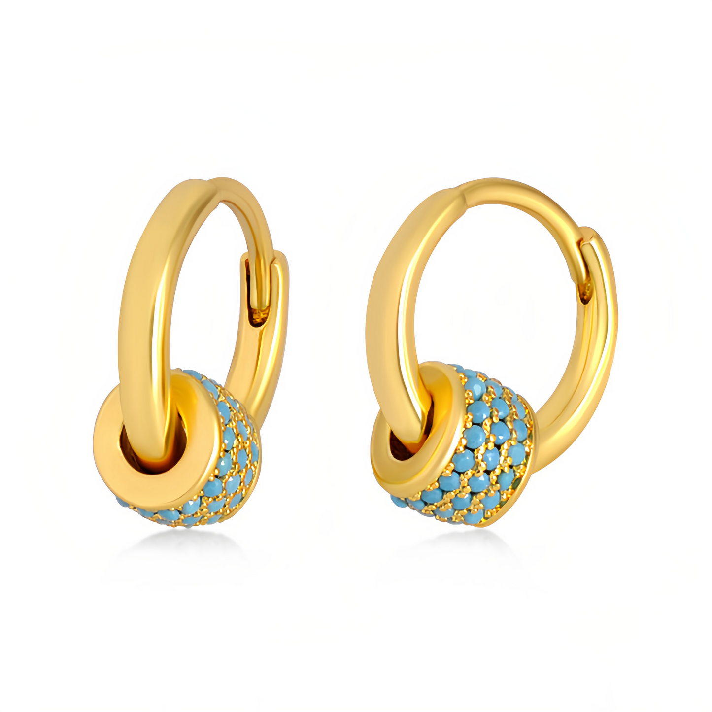 Agate Beaded Hoop Earrings - Detachable Drop Earrings, Colored Gemstone Jewelry