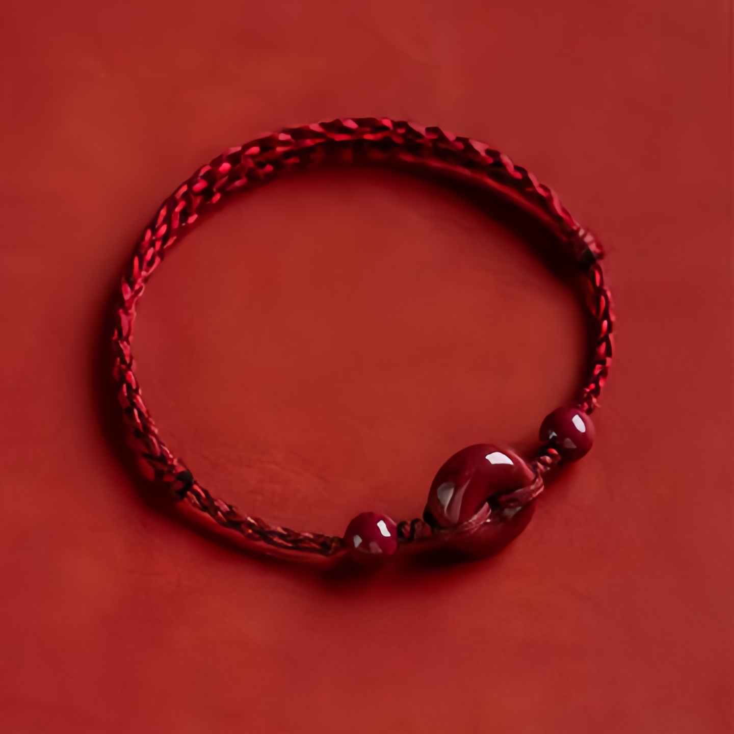 925 Sterling Silver Lucky Golden Bead Braided String Bracelet Anklet