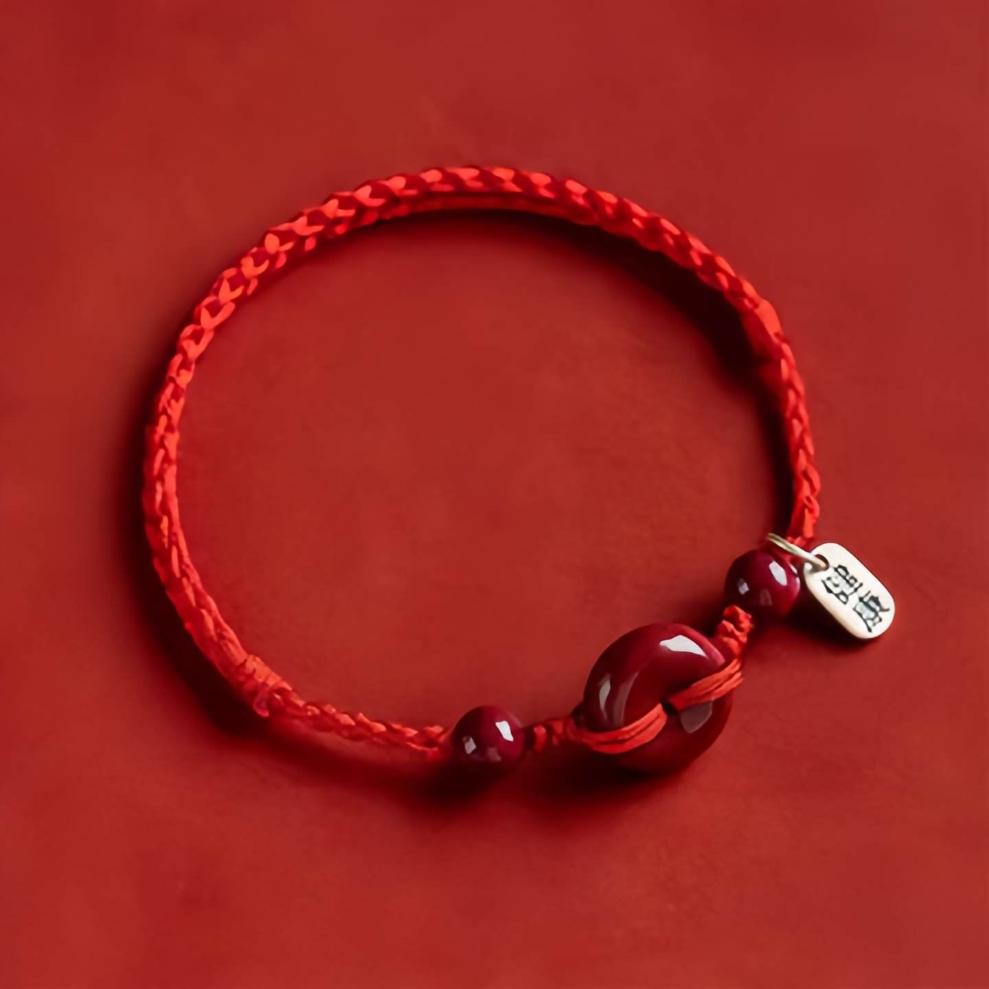 925 Sterling Silver Lucky Golden Bead Braided String Bracelet Anklet