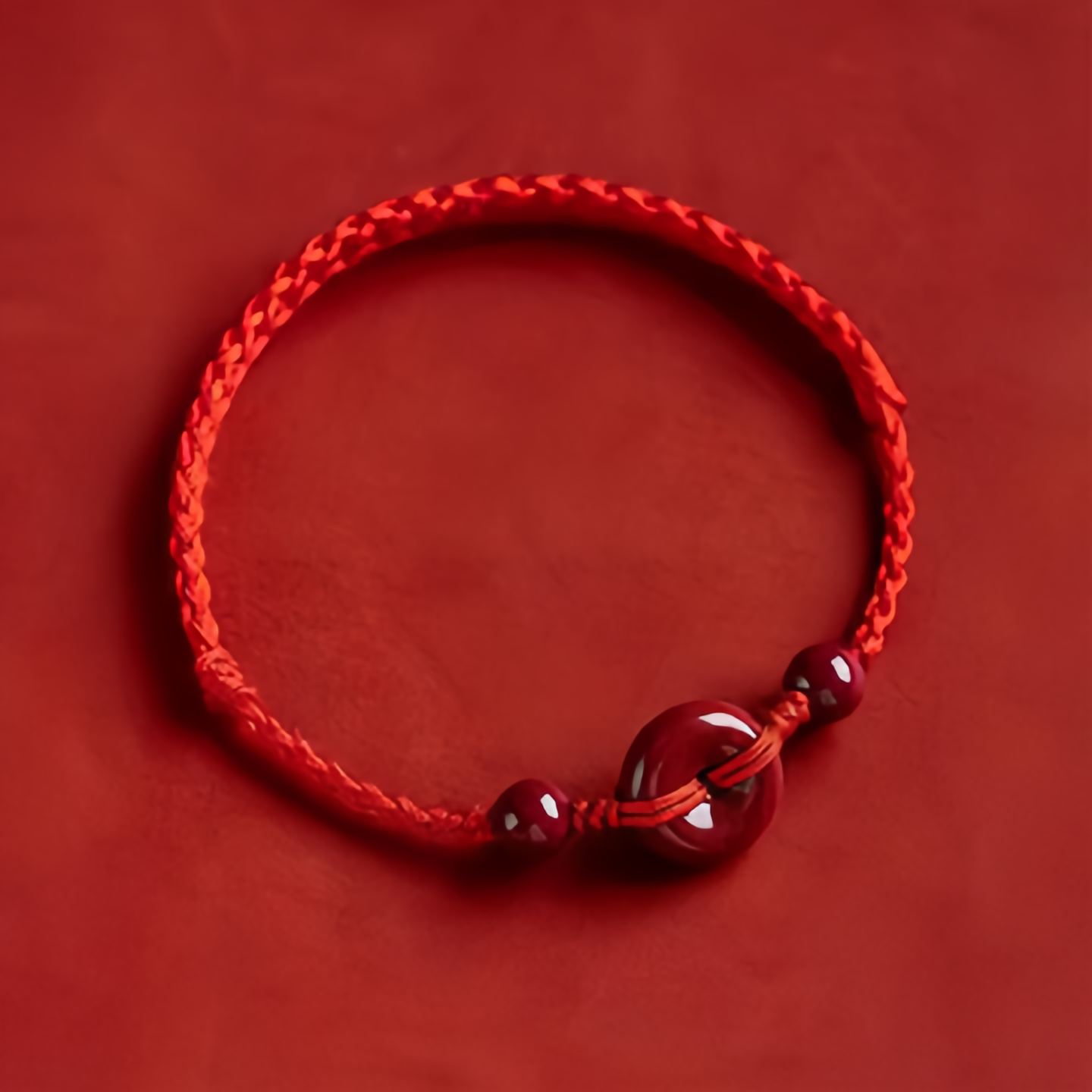 925 Sterling Silver Lucky Golden Bead Braided String Bracelet Anklet