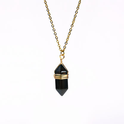 Natural Healing Energy | Moonstone Double Pointed Hexagon Pendant Necklace