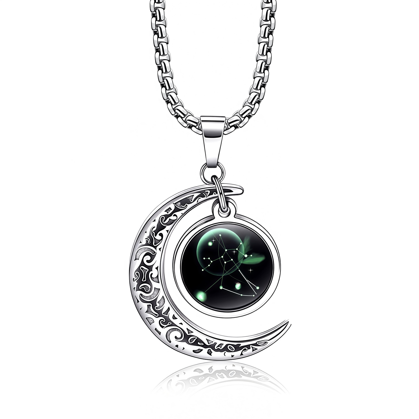 Collana con ciondolo in pietra di luna con guardiano lunare dei 12 segni zodiacali del 2025