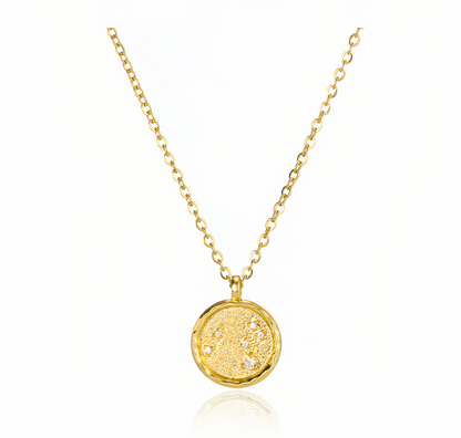 14K Gold Plated Zodiac Star Map Pendant Necklace for All Zodiac Signs – Love Jewelry Gift for Couples