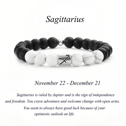 12 Zodiac Signs Natural Matte Stone White Turquoise Beaded Wealth Attraction Bracelet