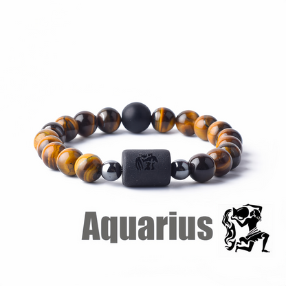 12 Zodiac Signs Obsidian Dynamic Protector Bracelet – Eternal Guardian Promise for Three Lives, Mystical and Elegantly Designed