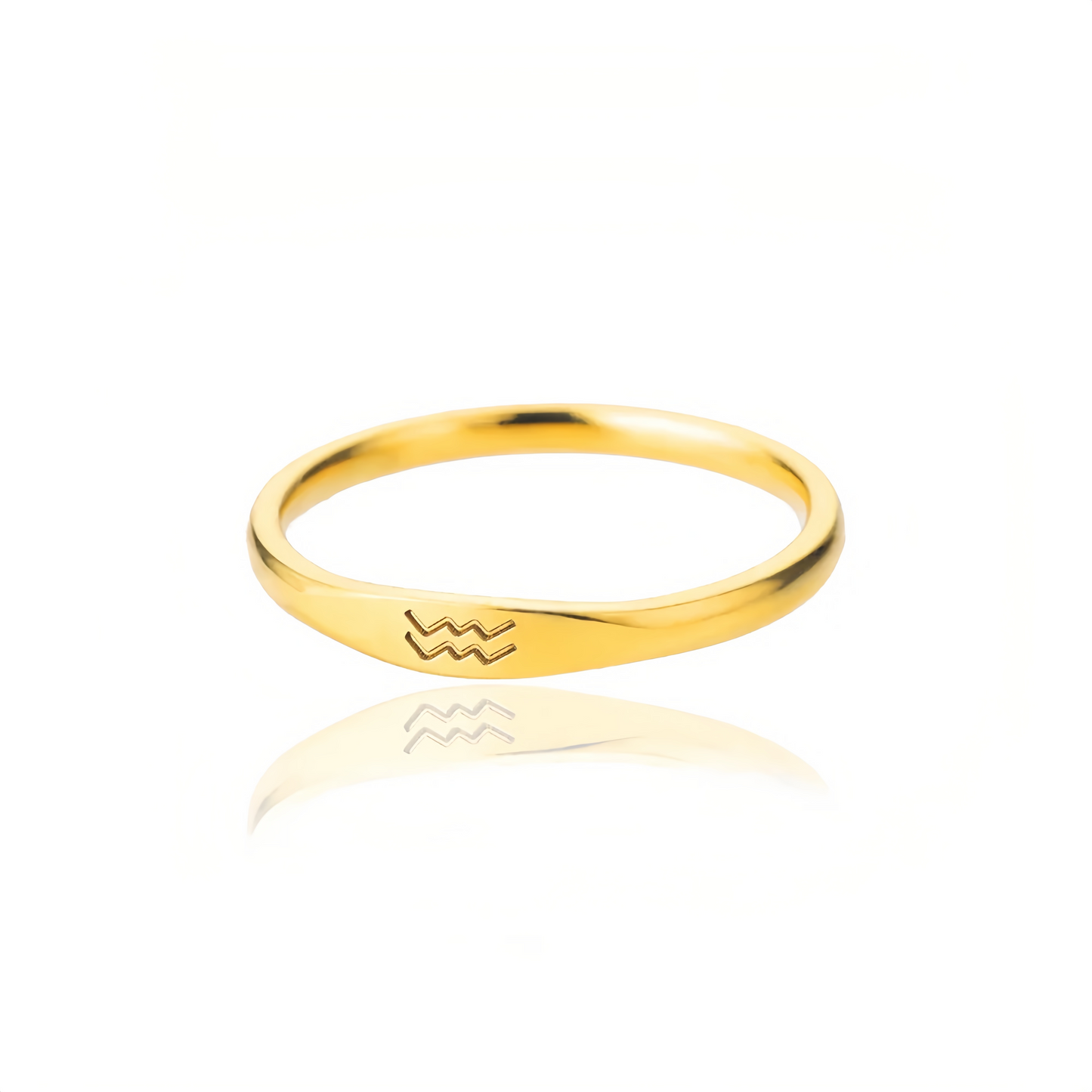 14K Gold Plated Stainless Steel Zodiac Ring - Perfect Golden Astrology Jewelry Gift for Star Lovers
