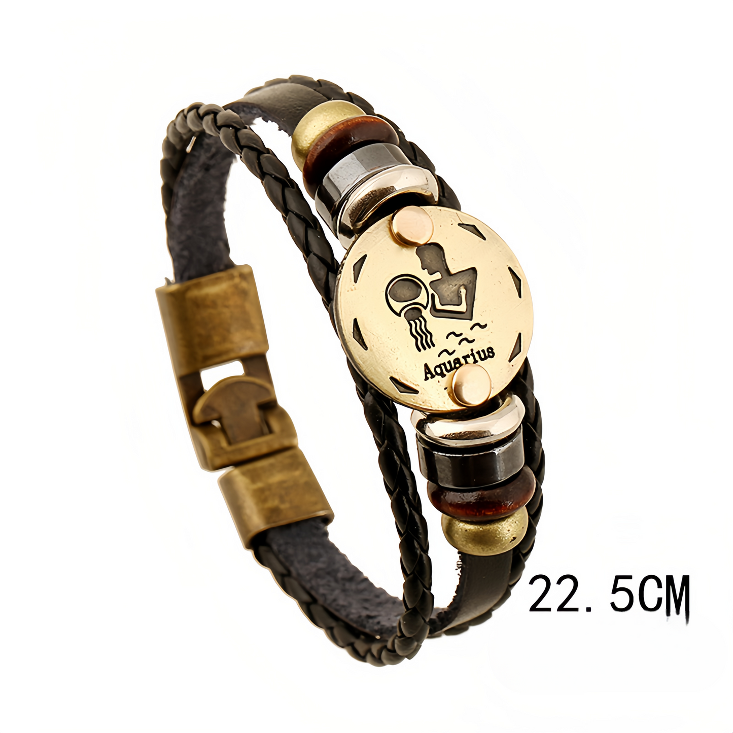 12 Zodiac Signs Handmade Leather Couple Bracelet with Hematite Totem Stone - Mystical Love Jewelry for 2025