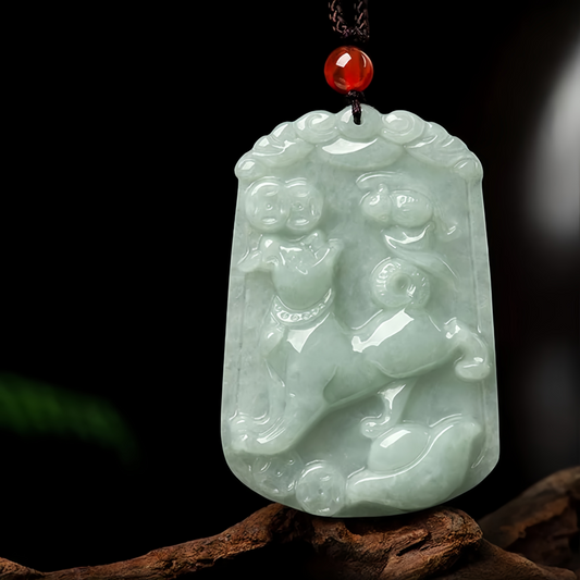 Handmade Natural Jade 12 Chinese Zodiac Abundance Amulet Pendant Necklace