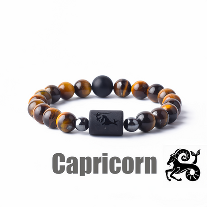 12 Zodiac Signs Obsidian Dynamic Protector Bracelet – Eternal Guardian Promise for Three Lives, Mystical and Elegantly Designed