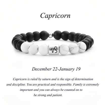 12 Zodiac Signs Natural Matte Stone White Turquoise Beaded Wealth Attraction Bracelet