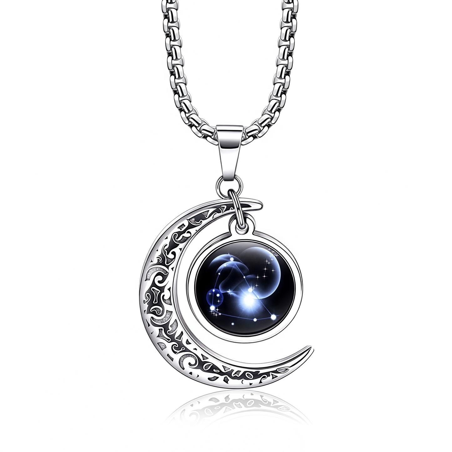 Collana con ciondolo in pietra di luna con guardiano lunare dei 12 segni zodiacali del 2025