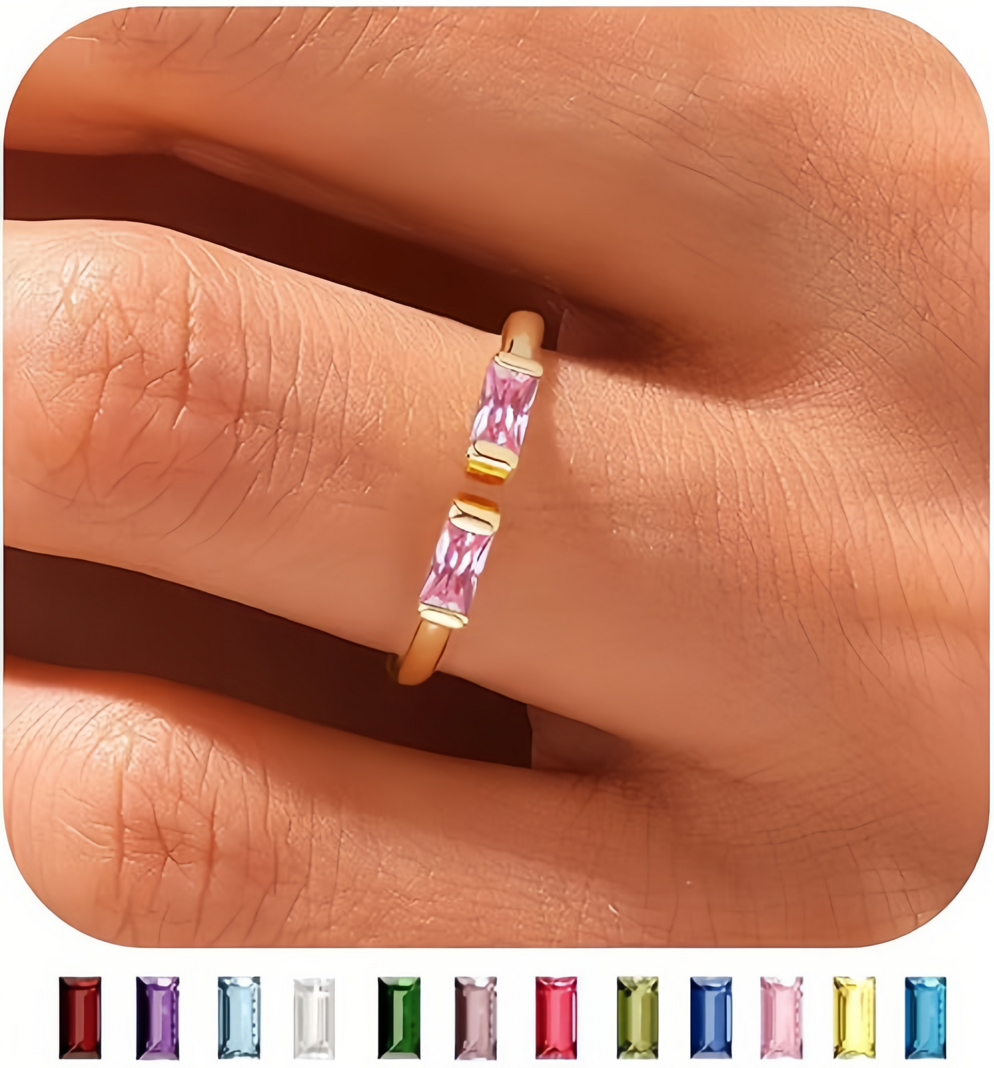 Birthstone Ring by ｜Best Friend Gift ｜ Anniversary Gift ｜ Adjustable Personalized Gemstone Ring