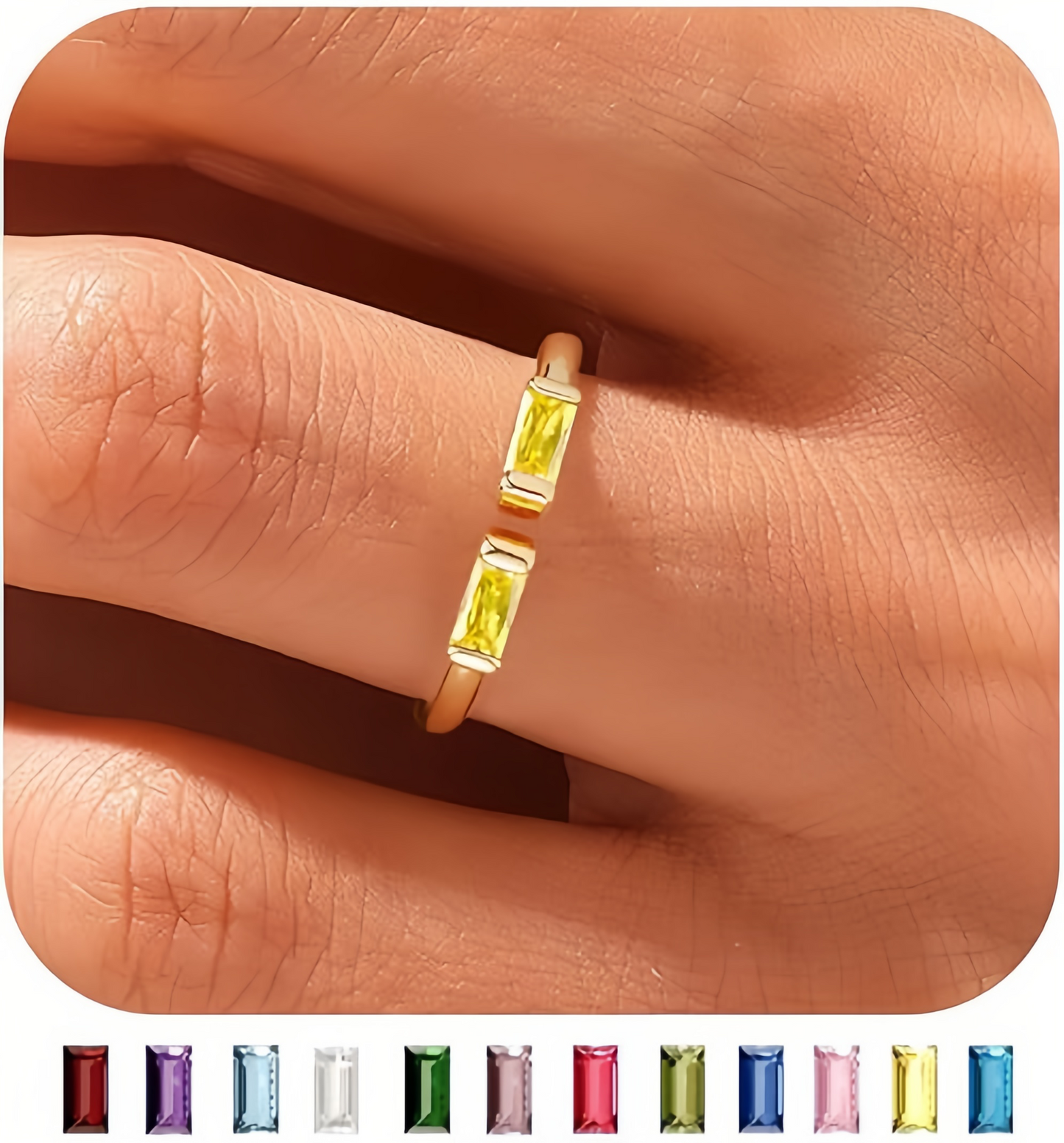 Birthstone Ring by ｜Best Friend Gift ｜ Anniversary Gift ｜ Adjustable Personalized Gemstone Ring