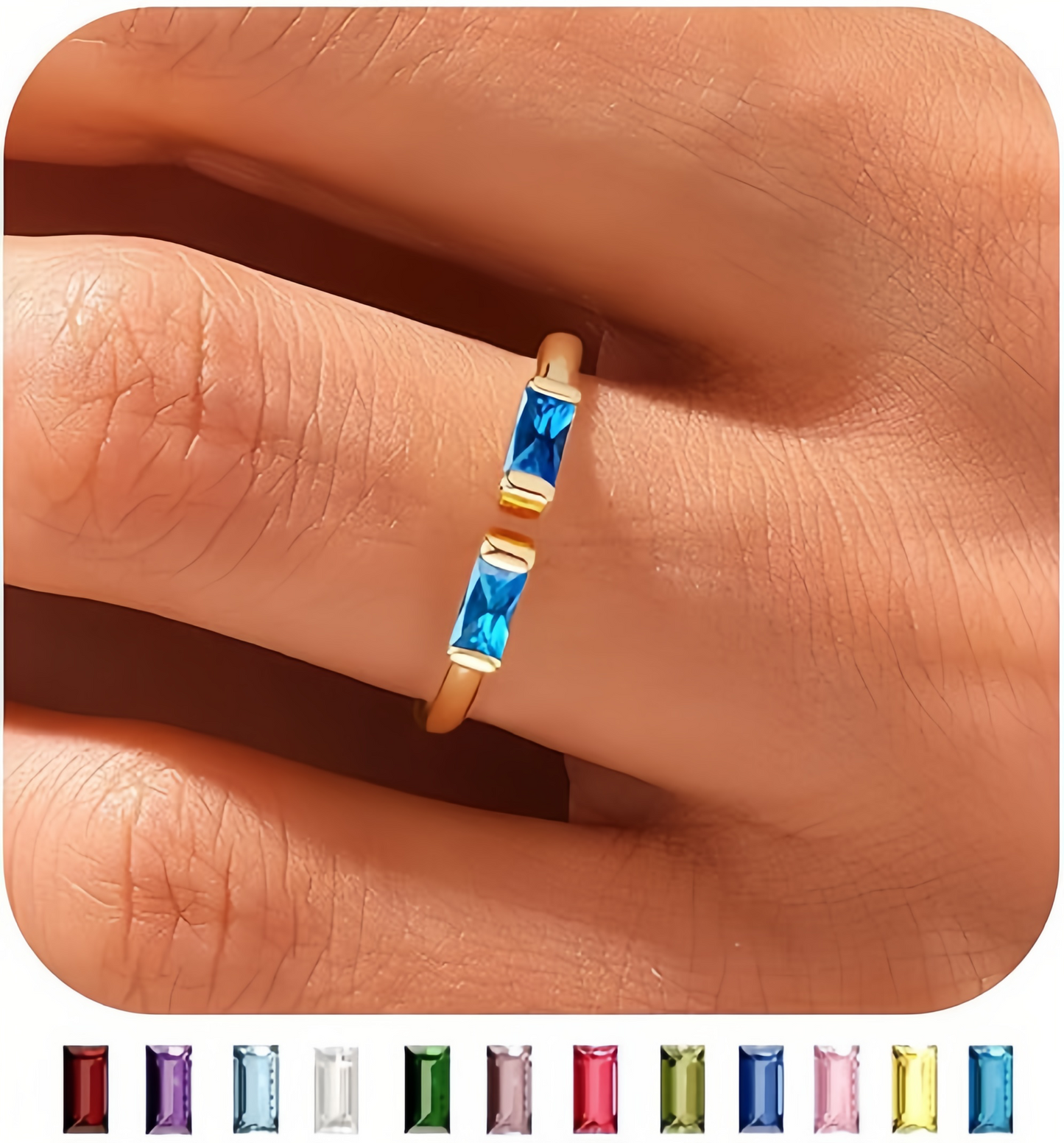 Birthstone Ring by ｜Best Friend Gift ｜ Anniversary Gift ｜ Adjustable Personalized Gemstone Ring
