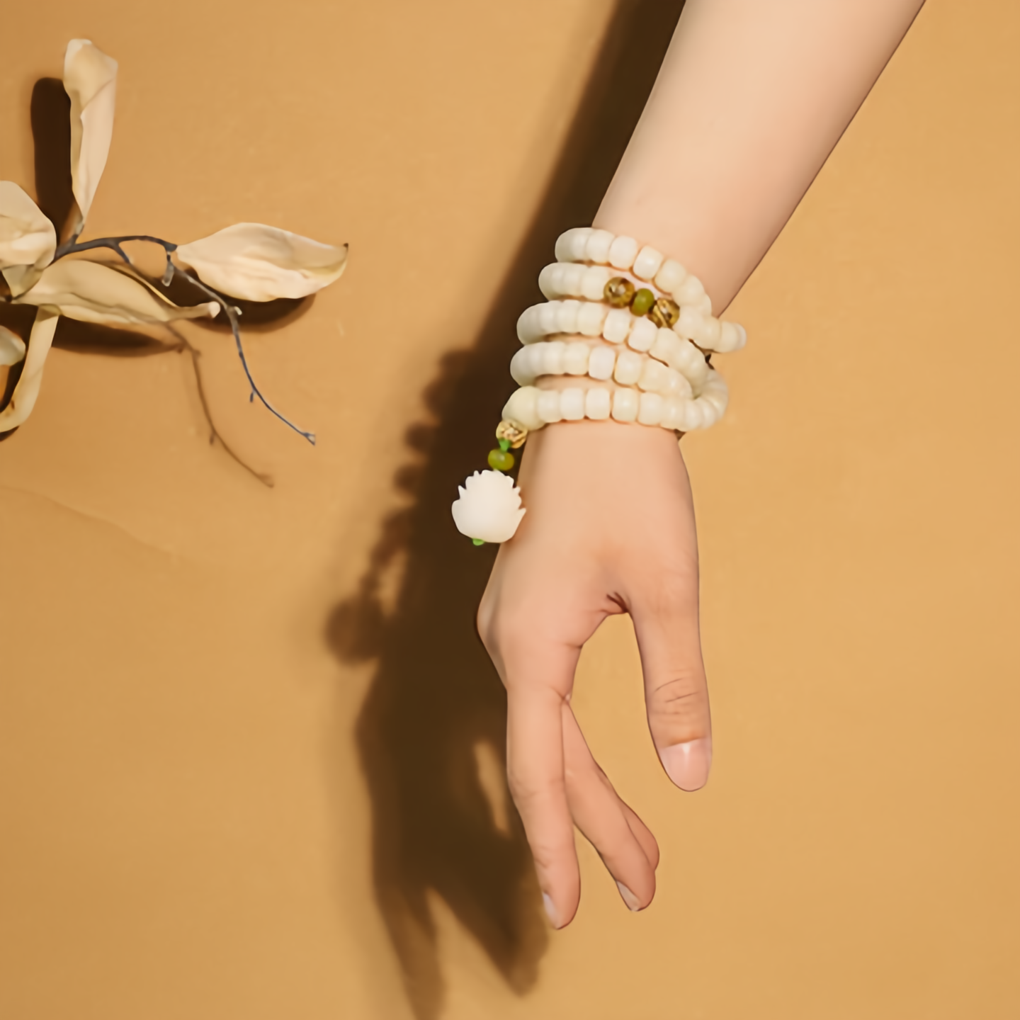 White Jade Bodhi Lotus Mala Harmony Necklace Bracelet