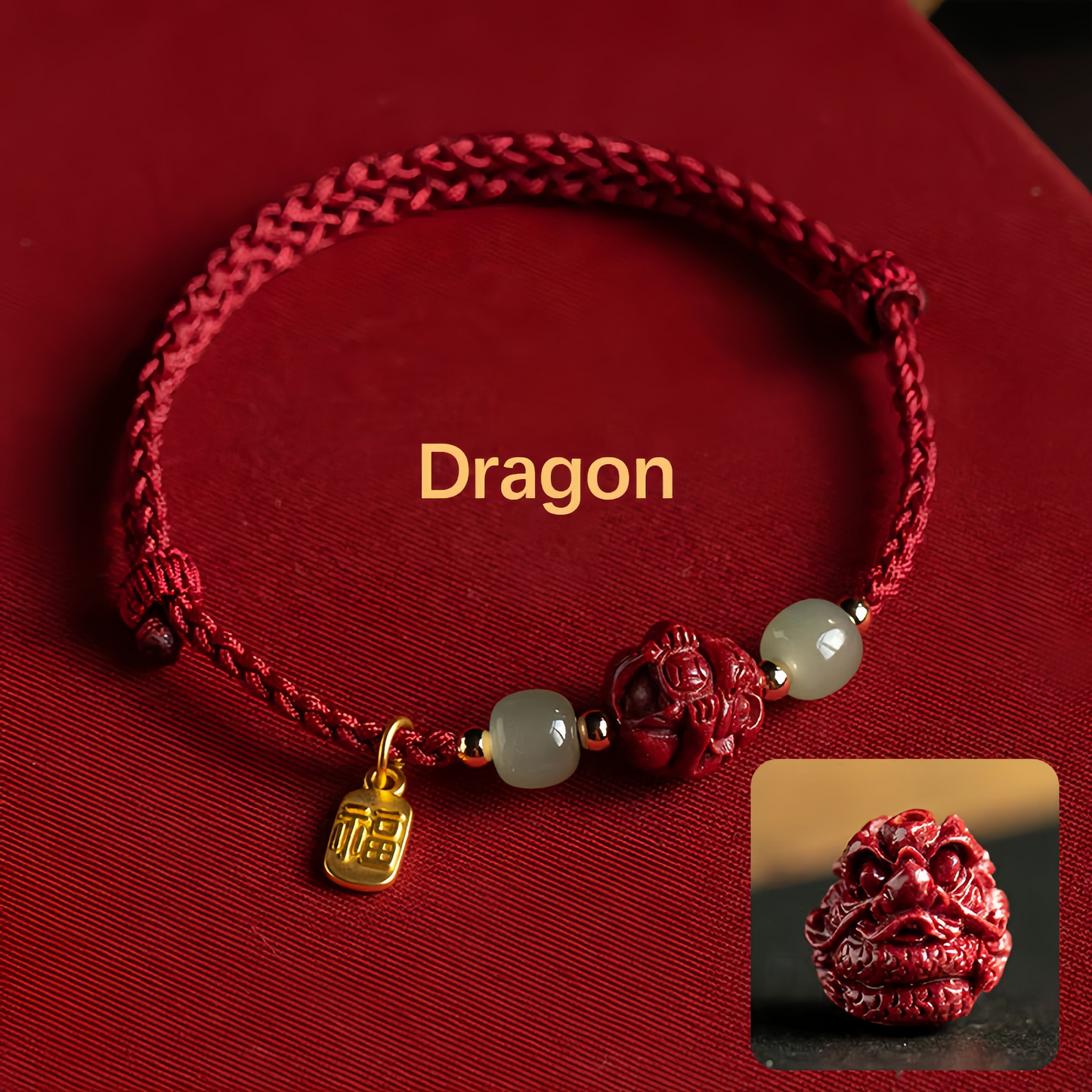 Natural Cinnabar 12 Zodiac Signs Hetian Jade Good Fortune Symbol Lucky Bracelet - Handwoven Charm Jewelry