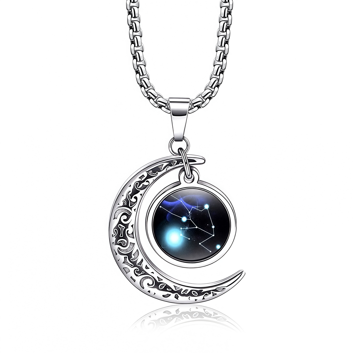 Collana con ciondolo in pietra di luna con guardiano lunare dei 12 segni zodiacali del 2025
