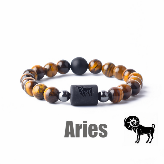 12 Zodiac Signs Obsidian Dynamic Protector Bracelet – Eternal Guardian Promise for Three Lives, Mystical and Elegantly Designed