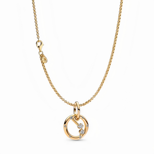 14K Gold-Plated Birthstone Constellations Zirconia Guardian Lucky Pendant Necklace