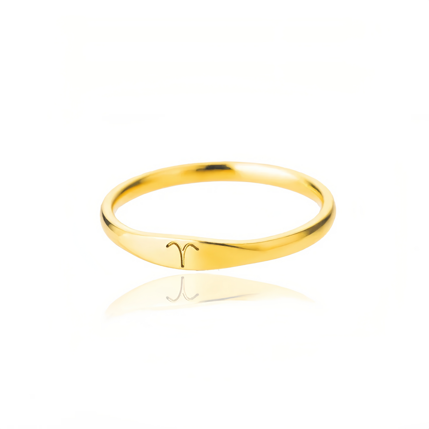 14K Gold Plated Stainless Steel Zodiac Ring - Perfect Golden Astrology Jewelry Gift for Star Lovers