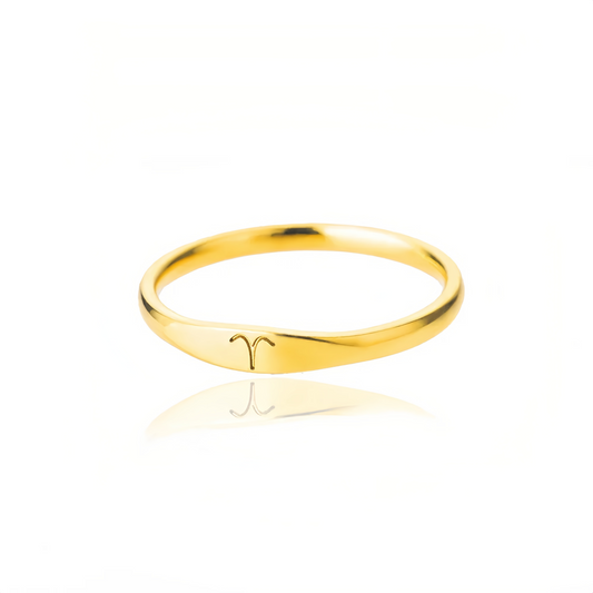 14K Gold Plated Stainless Steel Zodiac Ring - Perfect Golden Astrology Jewelry Gift for Star Lovers