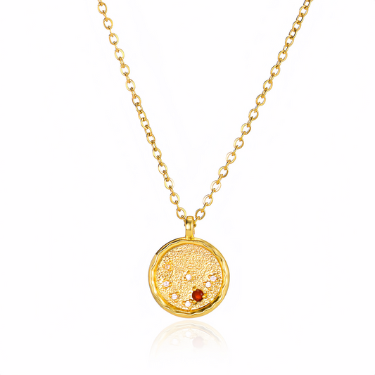 14K Gold Plated Zodiac Star Map Pendant Necklace for All Zodiac Signs – Love Jewelry Gift for Couples